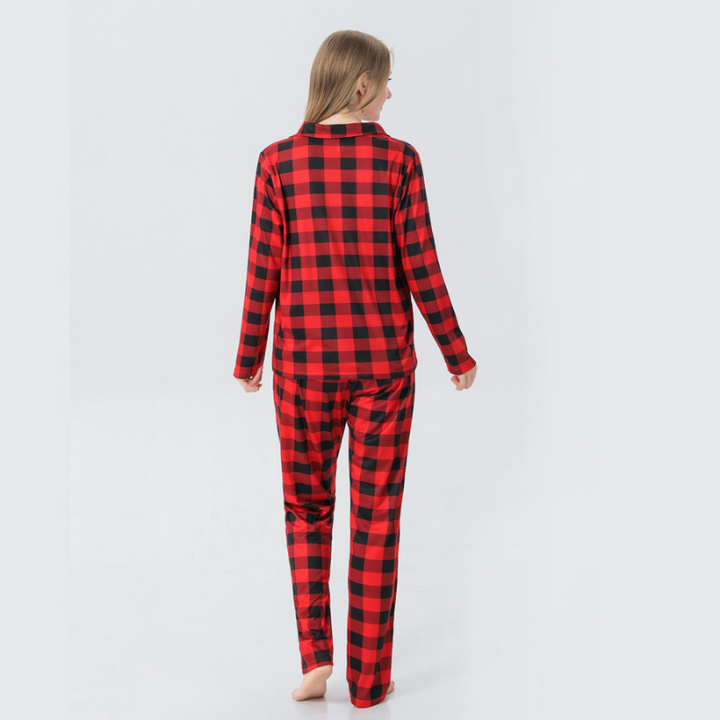 Weihnachts-Pyjama-Set mit Stehkragen und Karomuster für die ganze Familie