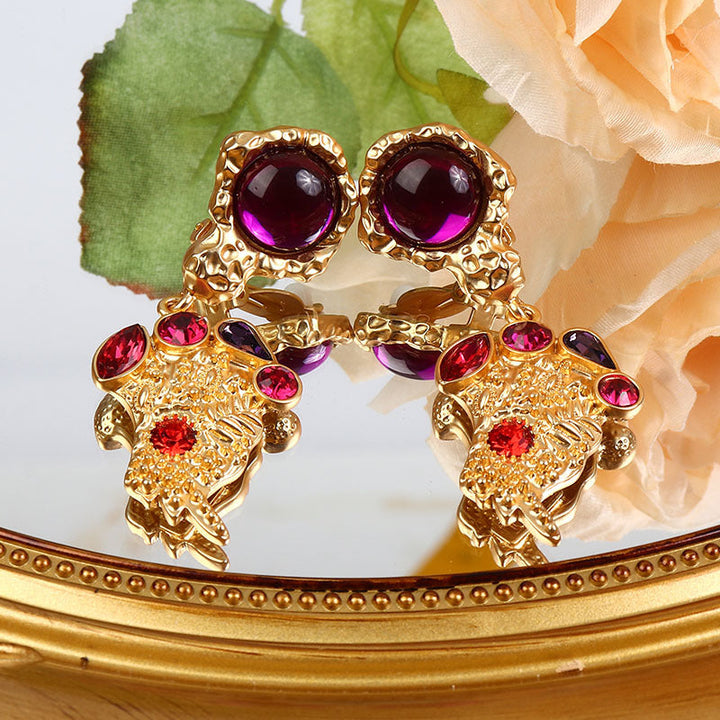 Royal Pomegranate Design Crystal Earrings