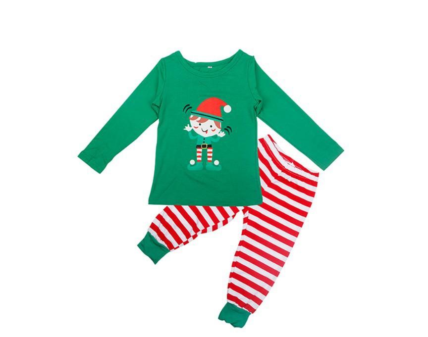 Christmas ELF Print stribet familie matchende pyjamas sæt