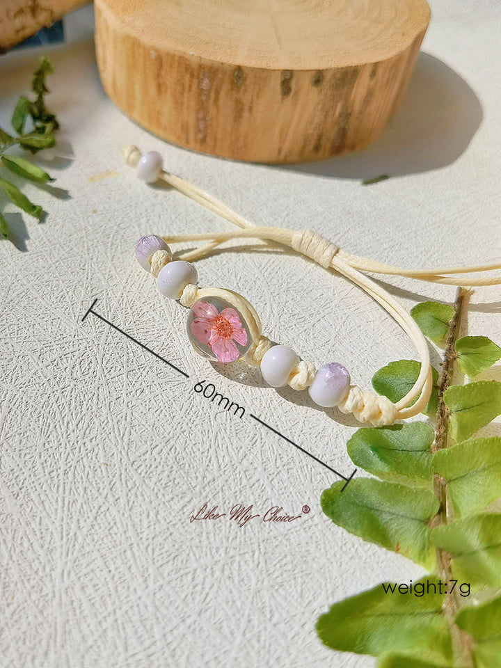 Cherry Blossom Time Stone Keramiskt flätat armband