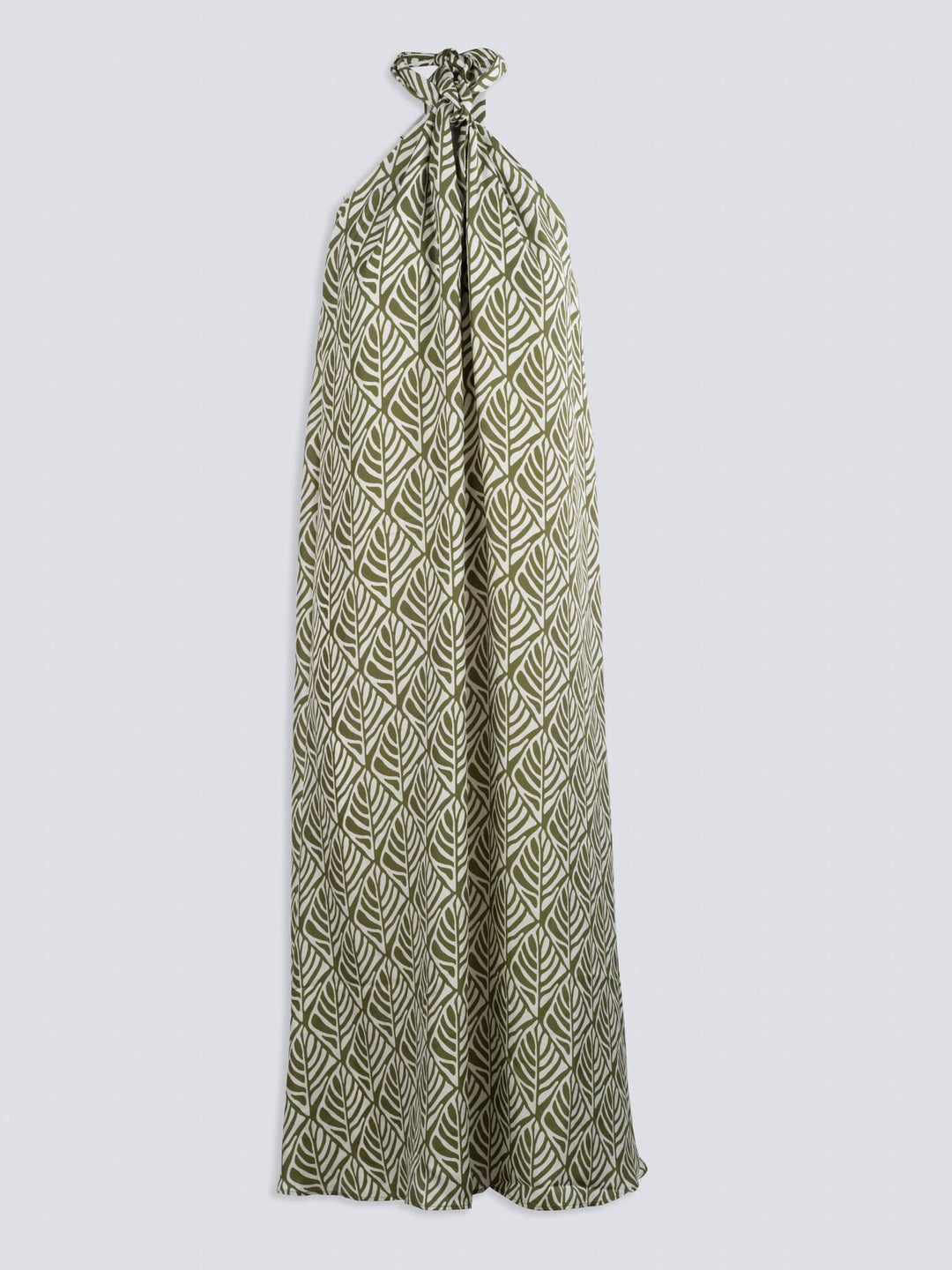 فستان ميدي صيفي بطباعة هندسية ورقبة رسن