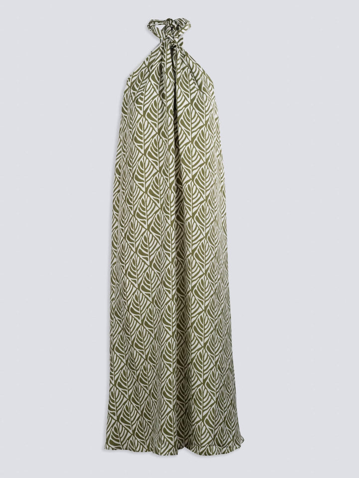 Sommer Halter Hals Midi-kjole med geometrisk trykk