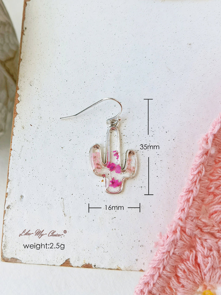 Δαντελένια σκουλαρίκια με αποξηραμένα λουλούδια κάκτου