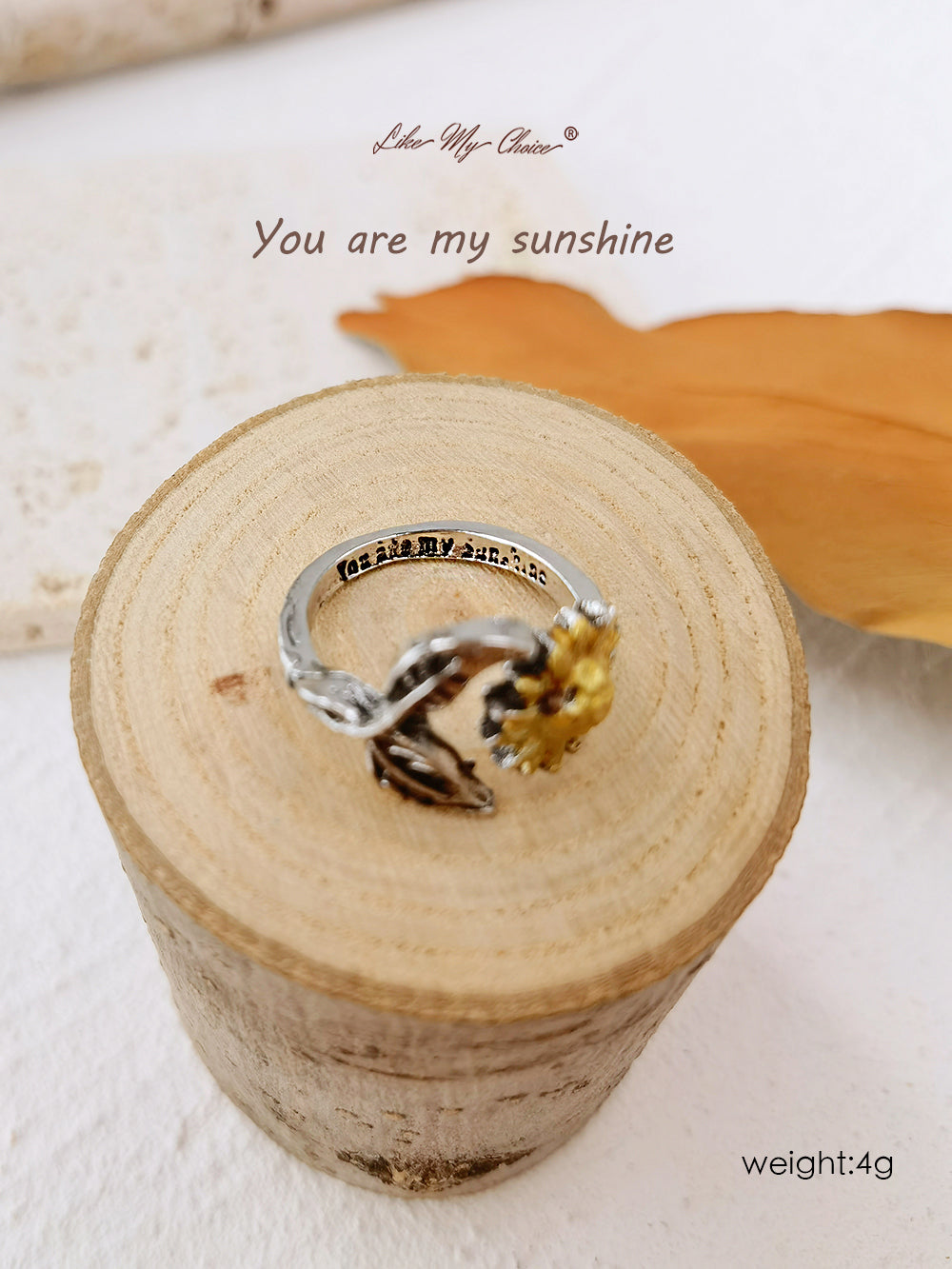 Sunflower Ring Opens Adjustable