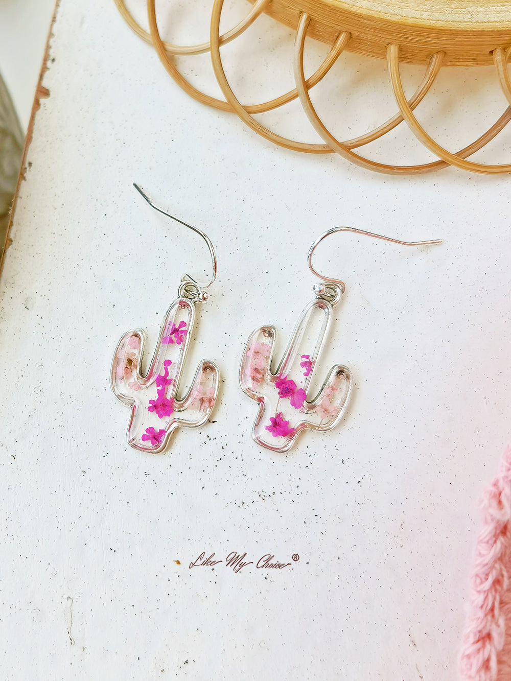 Lace Cactus Dried Flower Earrings