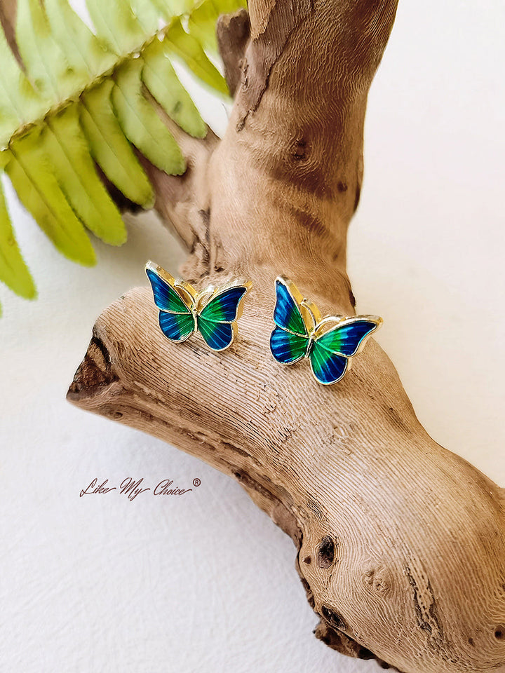 Aretes con diseño de mariposa verde súper hada