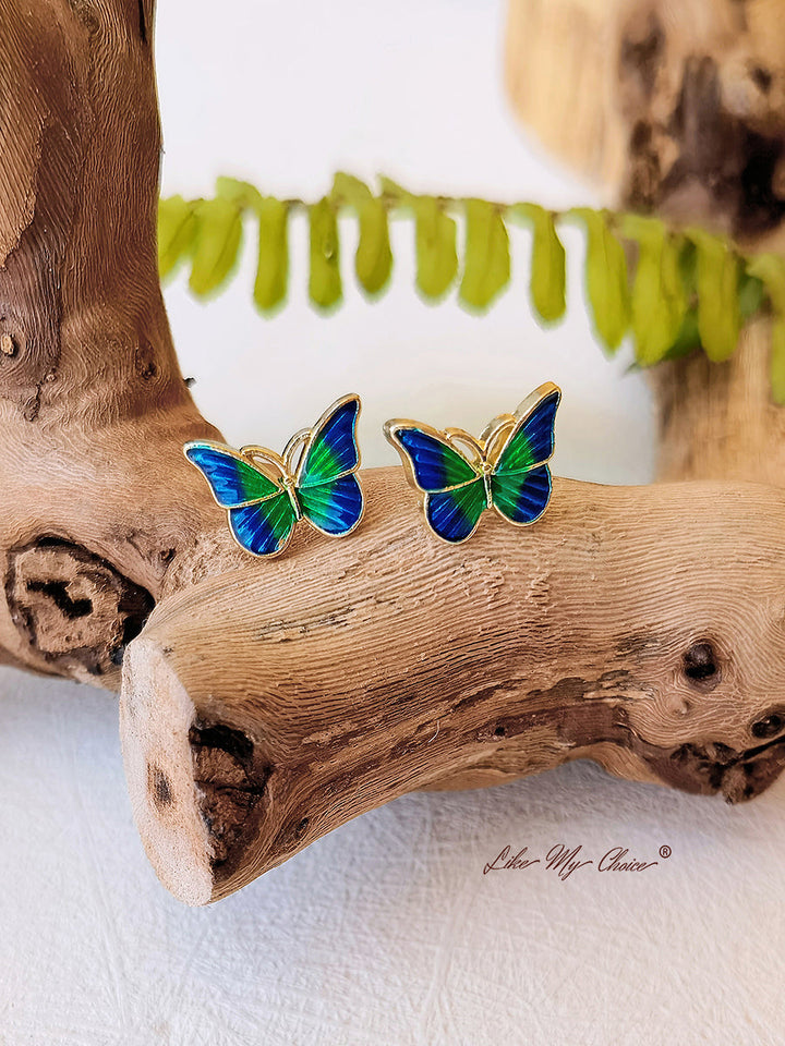 Aretes con diseño de mariposa verde súper hada