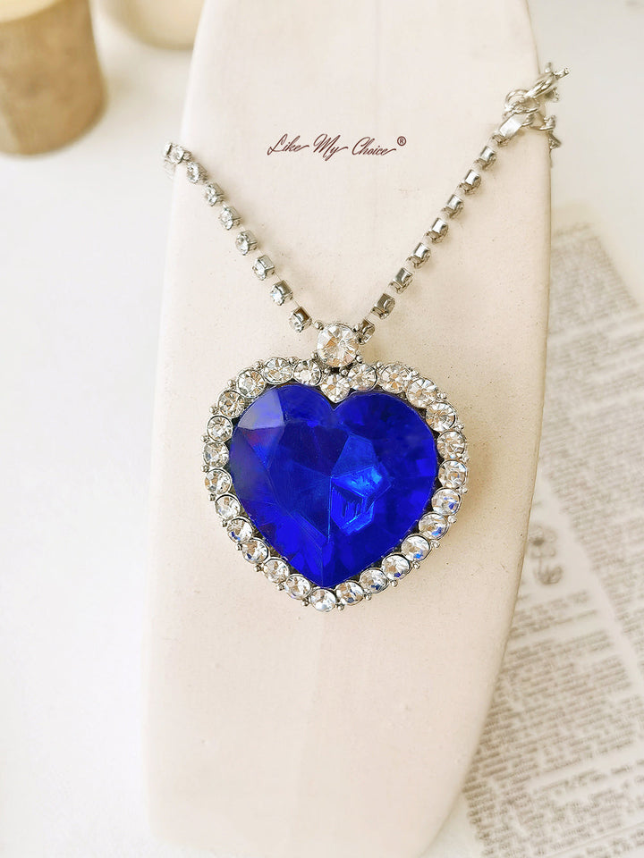 Blau/rote Herz-Liebe-für-immer-Anhänger-Halskette