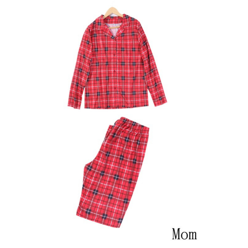 Χριστουγεννιάτικο κόκκινο καρό πουκάμισο με εμπριμέ κοστούμι γονέα-παιδί (με ρούχα για σκύλους για κατοικίδια)