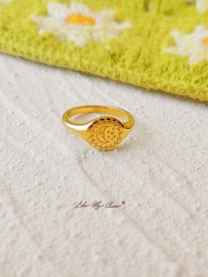 Anillo Boho Sello Amor Por La Luna