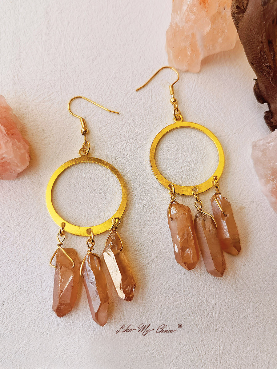 Σκουλαρίκια Hippie Quartz Crystal Hoop