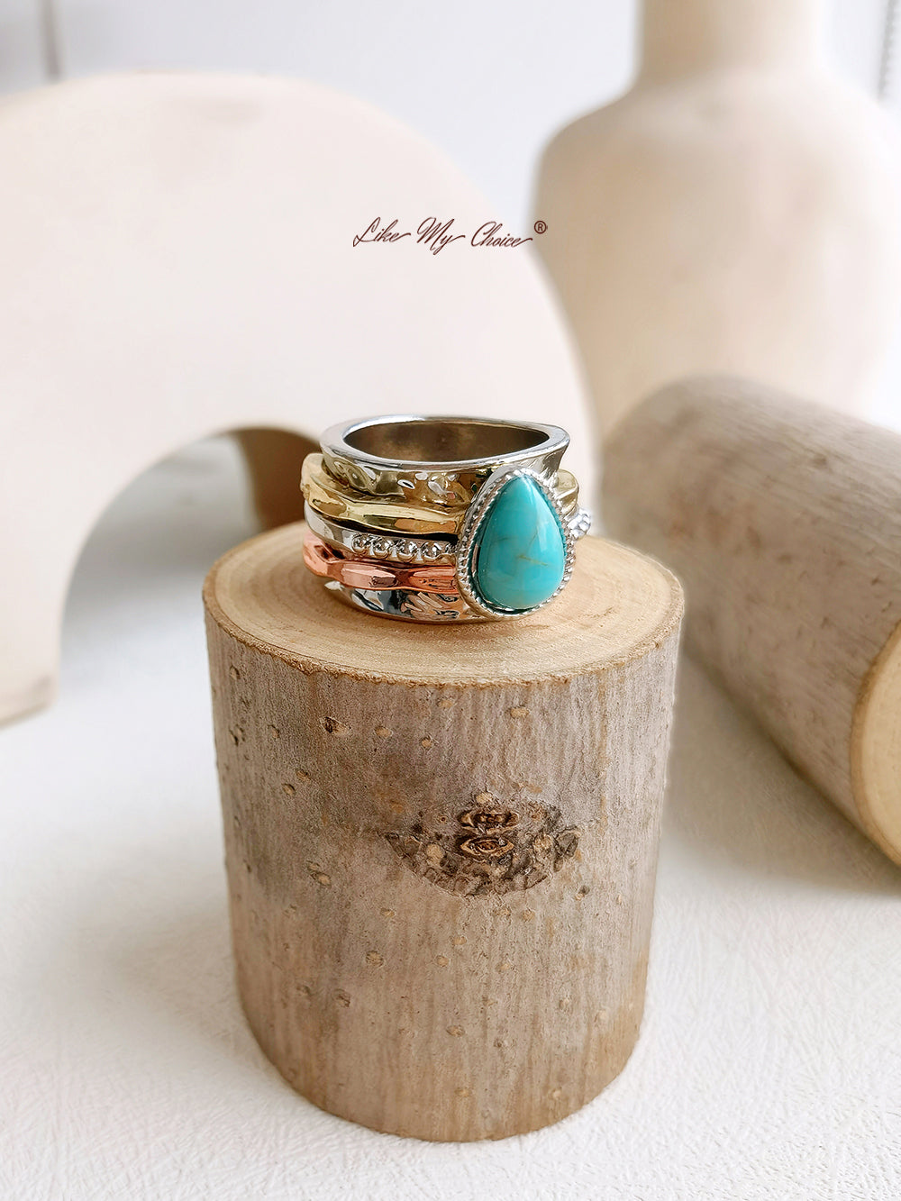 Ήσυχο Oasis-The Serenity Turquoise Large Circle Ring