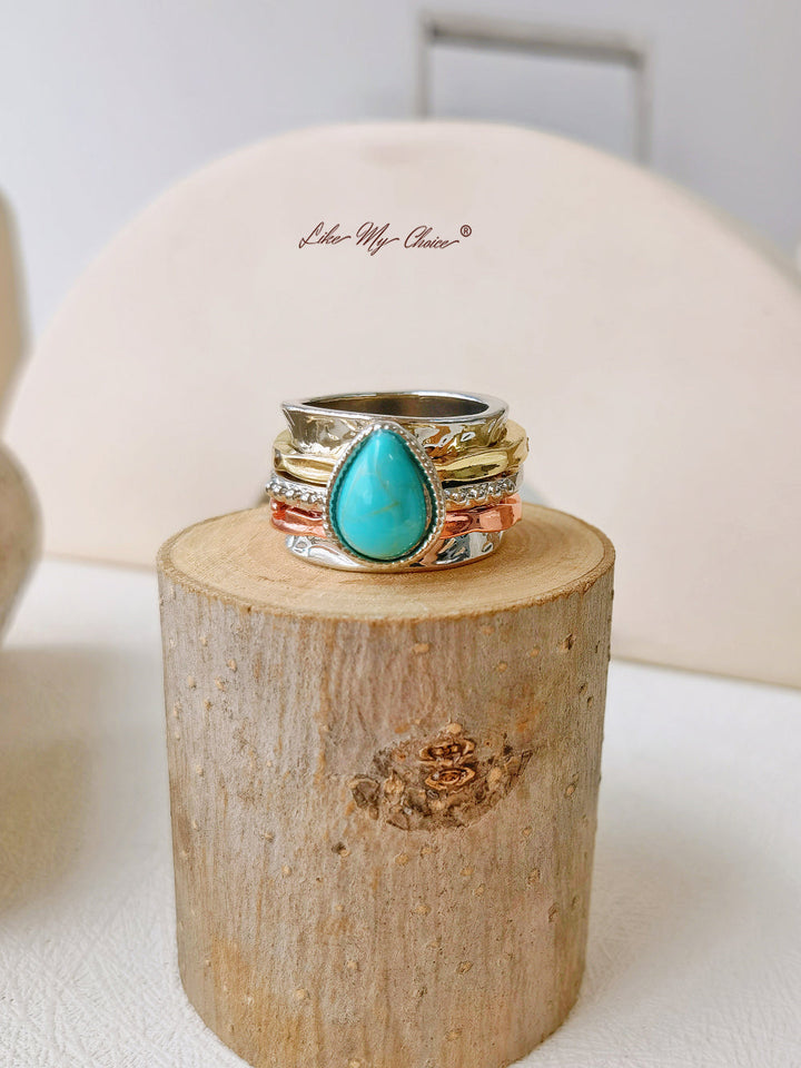 Ήσυχο Oasis-The Serenity Turquoise Large Circle Ring