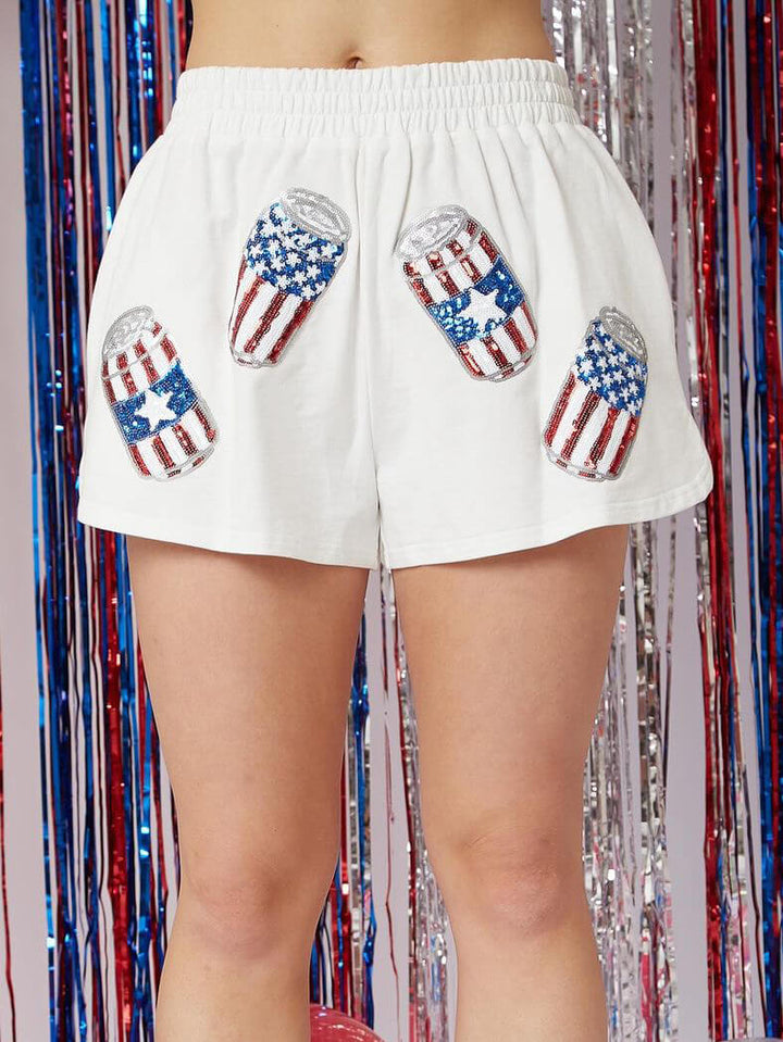 Pantaloncini con paillettes alla moda per il Giorno dell'Indipendenza, larghi e casual, in due pezzi