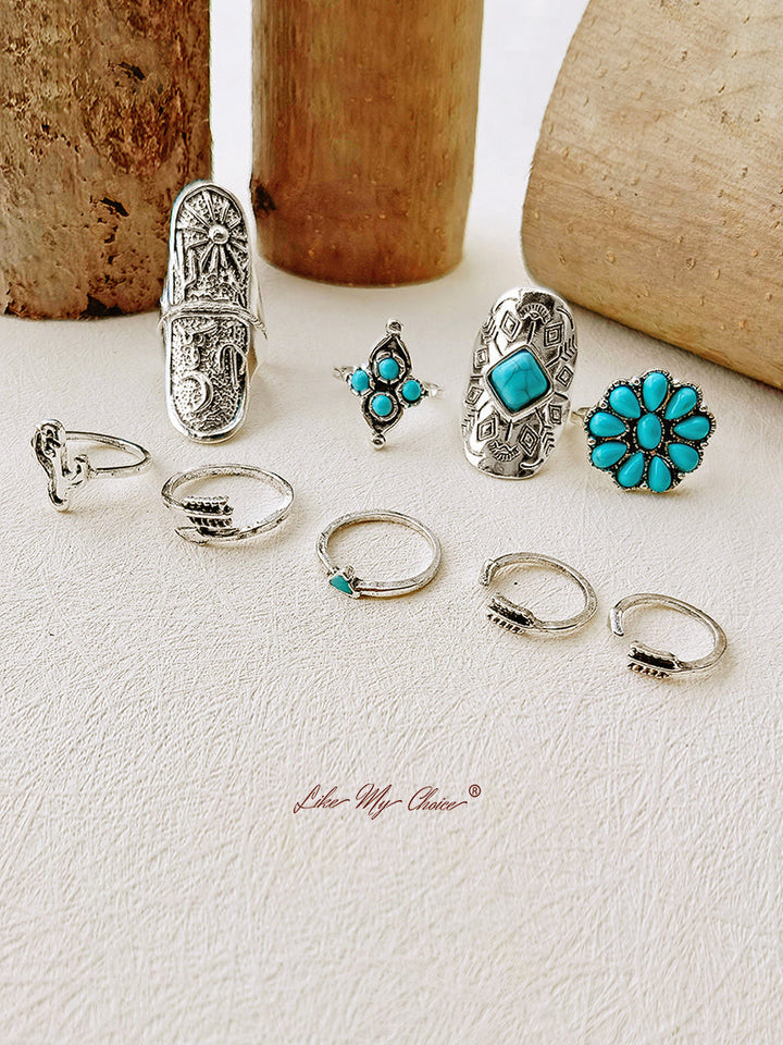 Juego de anillos Flecha Boho 9 piezas