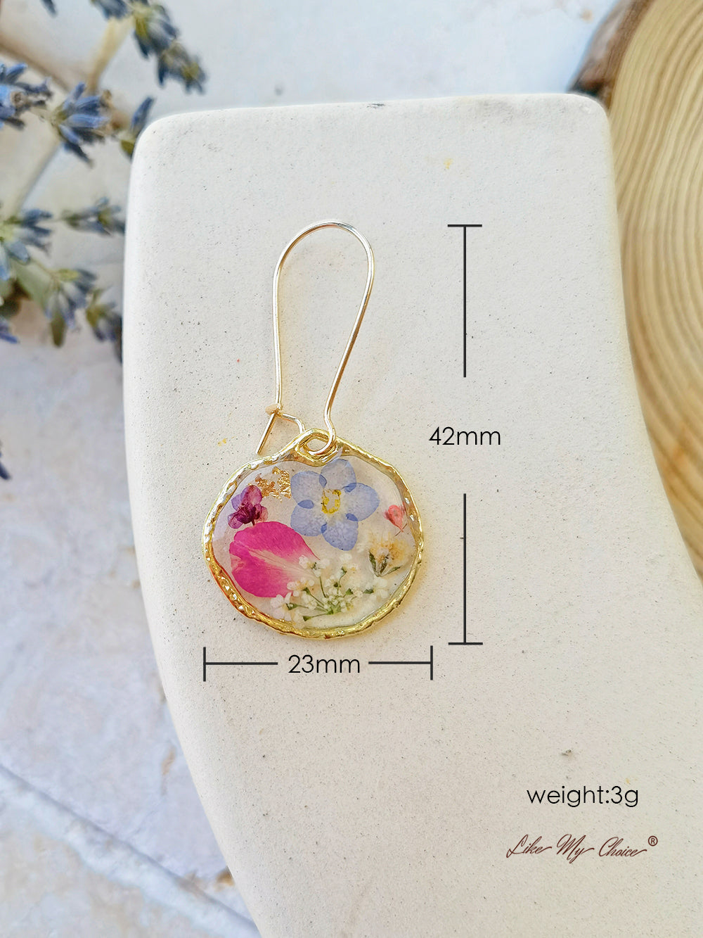 Pressed Rose Earrings Botanical Jewelry