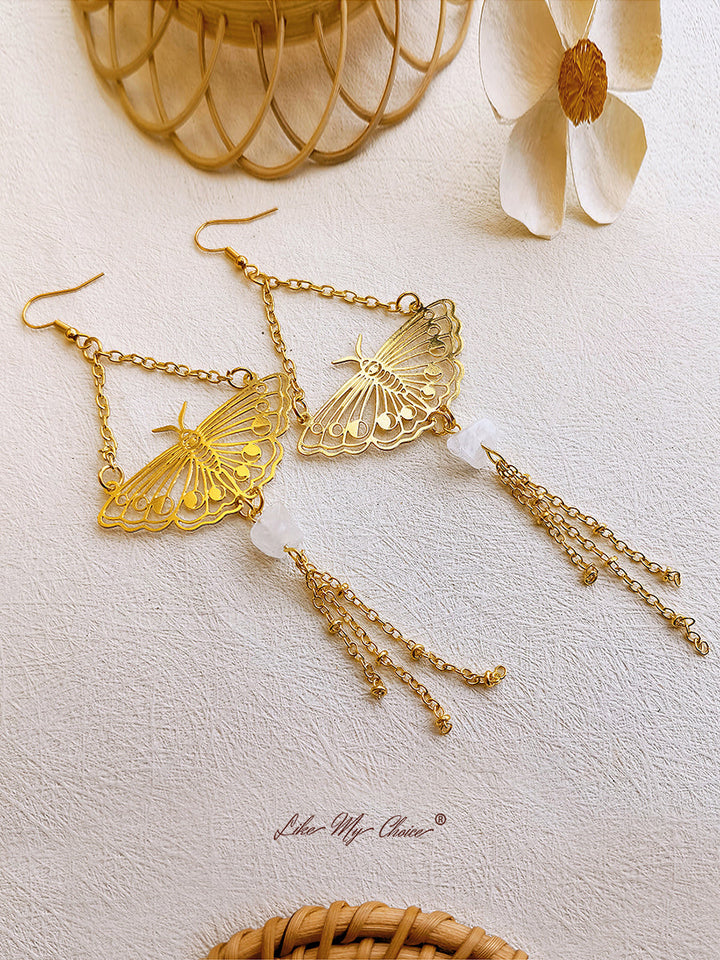 Hollow Out Butterfly Tassel Earrings