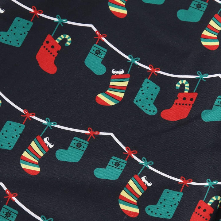 Black Christmas Light Bulb Fmalily Matching Pyjamas Set (พร้อมเสื้อผ้าสุนัขของสัตว์เลี้ยง)