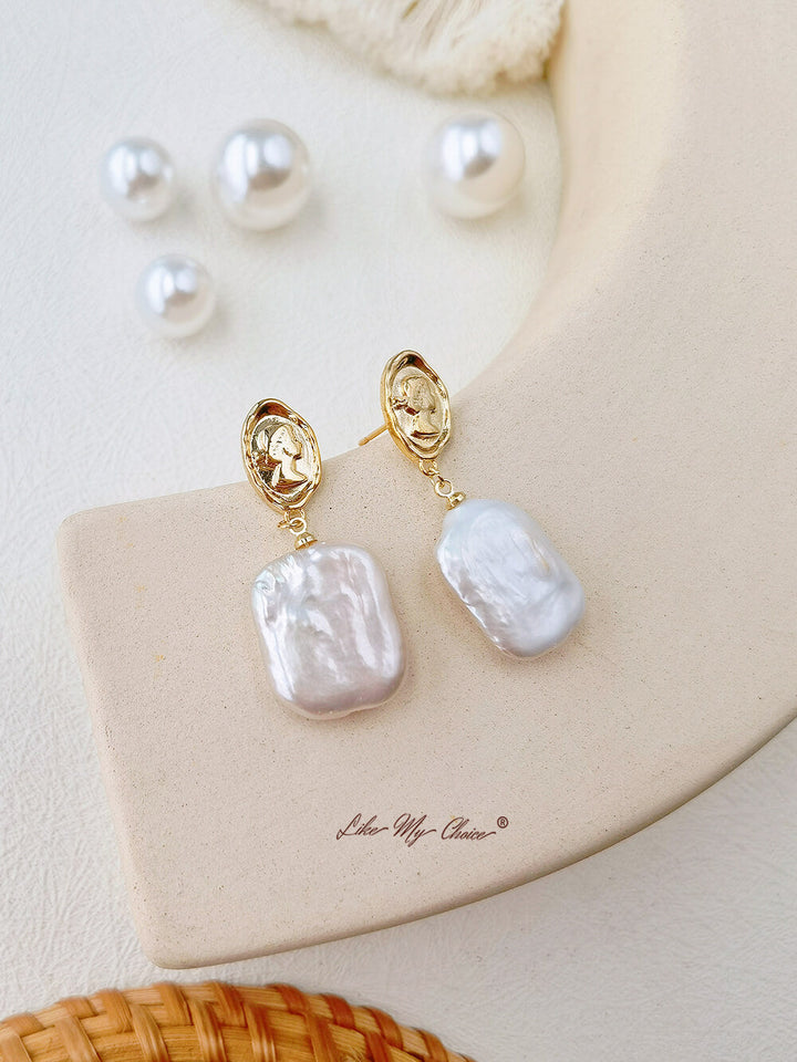 Drahokamové sladkovodní perly Vintage bohyně náušnice: Jednoduché a elegantní