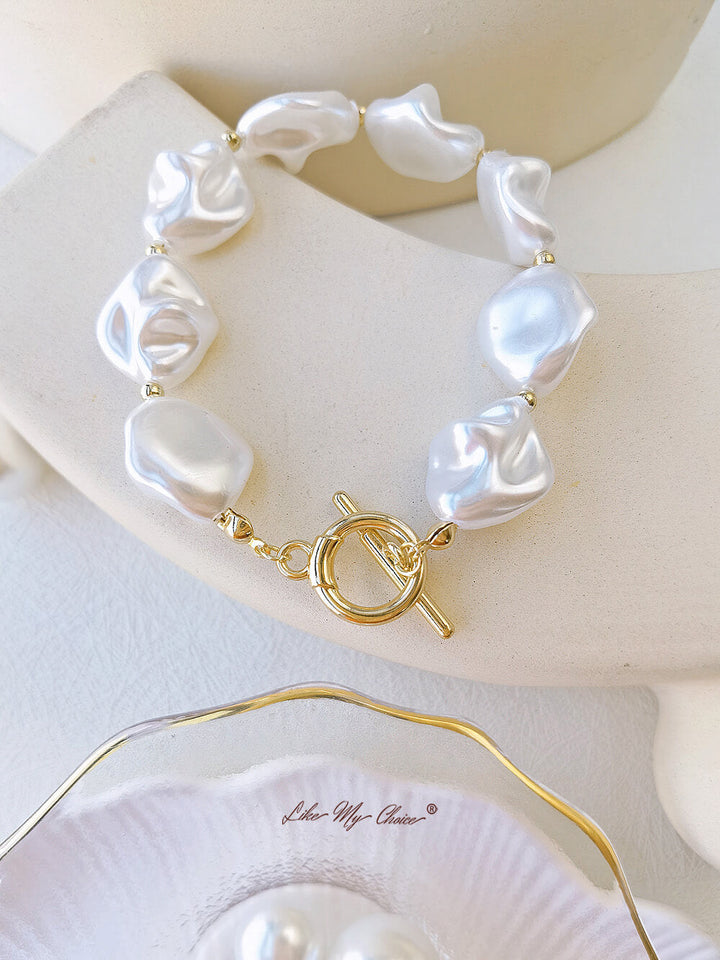 Lrregular Pearl T-Buckle Bracelet