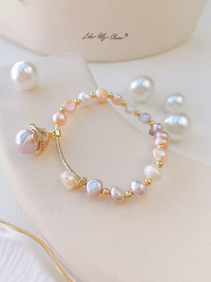 Pulsera barroca asimétrica de perlas de agua dulce