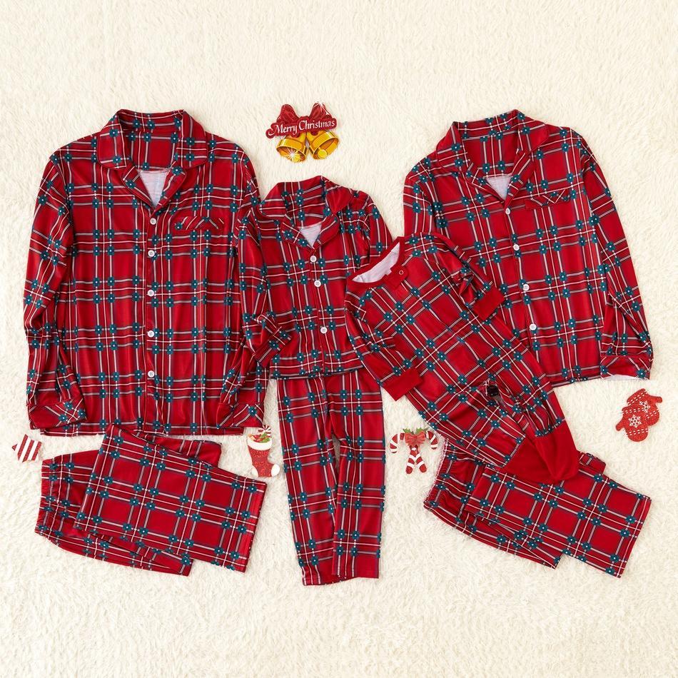 Julpläd Lapel Familj Matchande Pyjamas Set