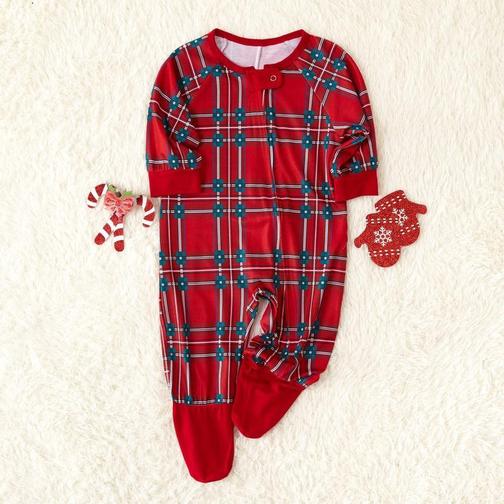 Passende Familien-Pyjamas-Sets mit weihnachtlichem Karo-Revers