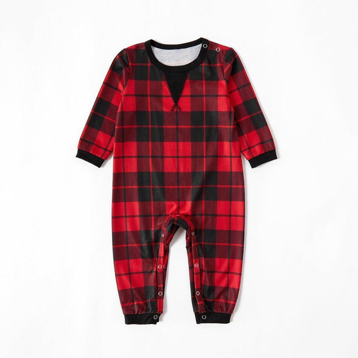 Jul svart-röd pläd familj matchande pyjamas set