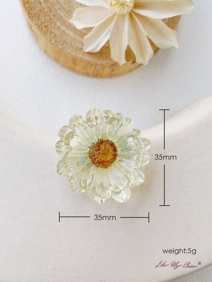 Presset blomsterdråpeørering - Pastoral Resin Daisy