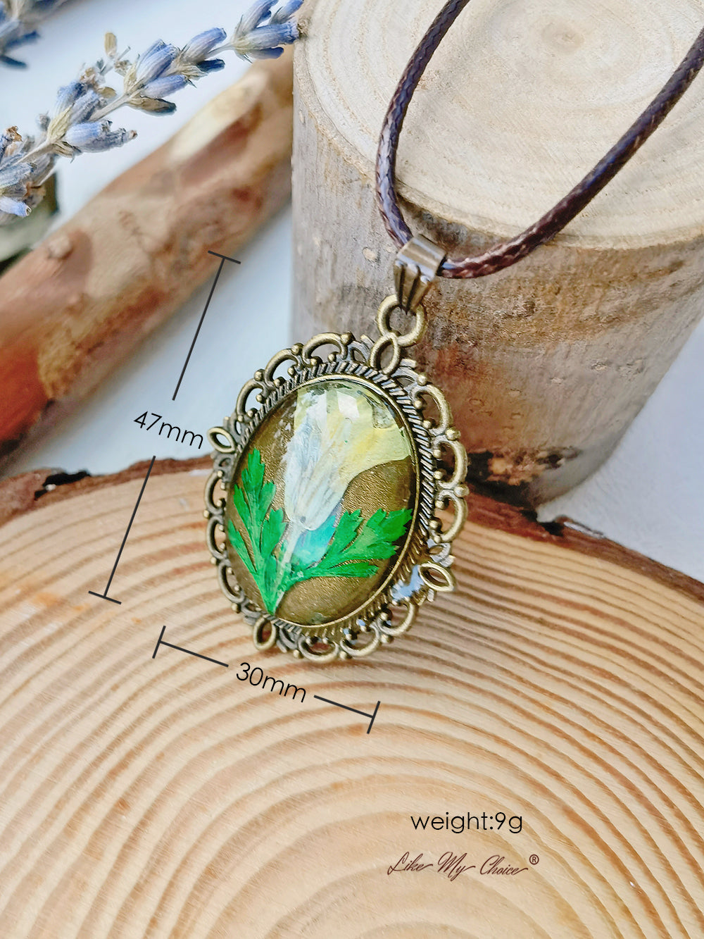 Rapeseed Dried Flower Circular Vintage Necklace