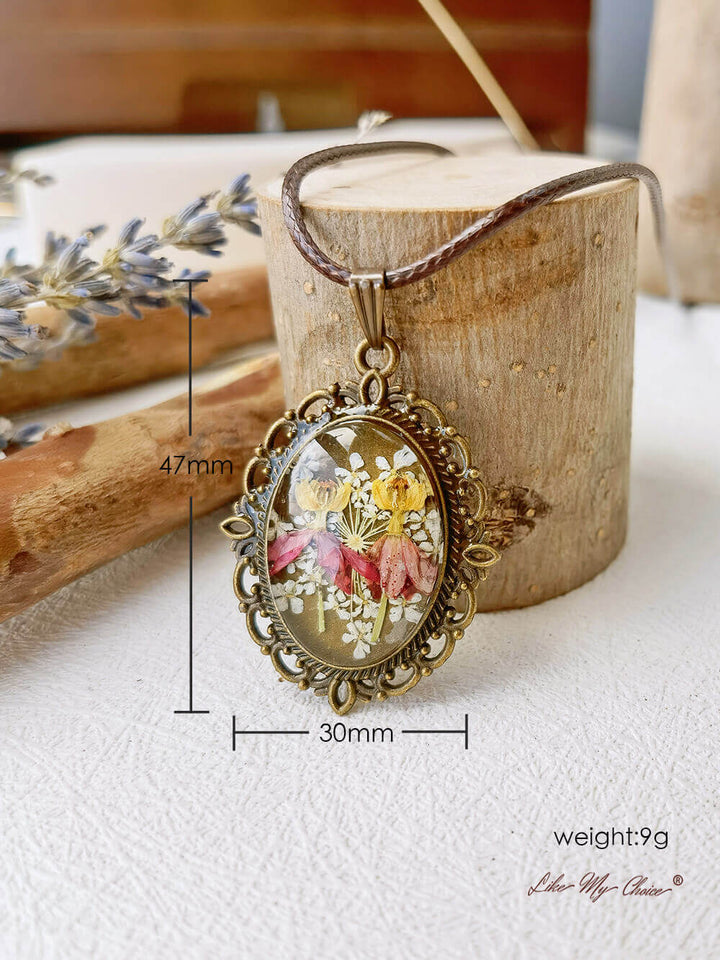 Gemini Dance Orchideebloem Ronde Vintage Ketting