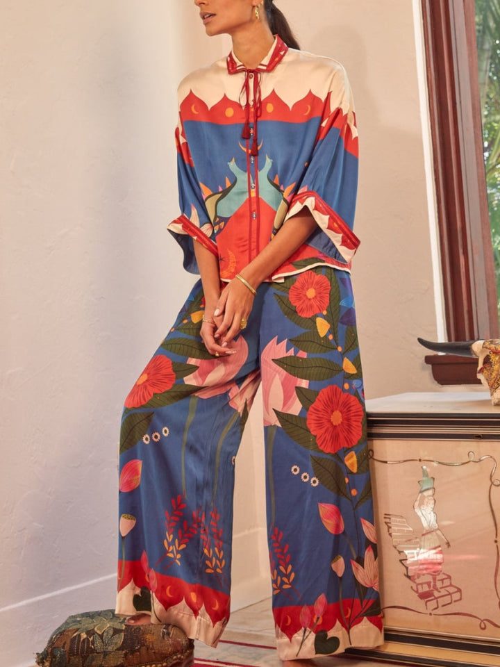 Top met gespreide kraag, kimono-stijl mouwen