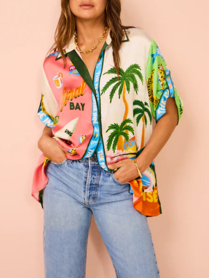 ชุดทูพีซพิมพ์ลายสไตล์ฤดูร้อนของ Sunny Beach - เสื้อตัวบน