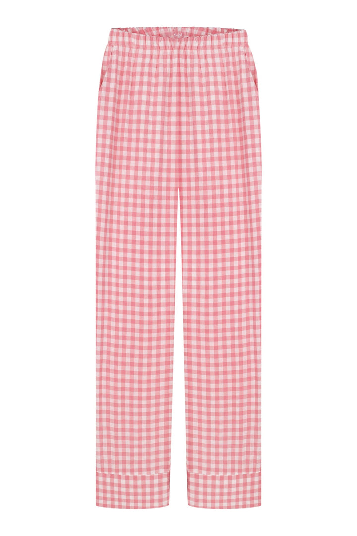 Rosa rutete løs pyjamassett