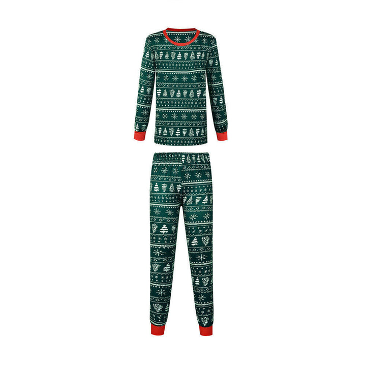 Conjuntos de pijamas a juego familiares con estampado de árbol de Navidad verde