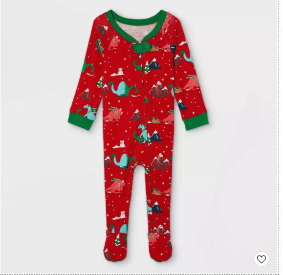 Red Cute Dinosaur  Pattern Family Matching Pajamas Sets