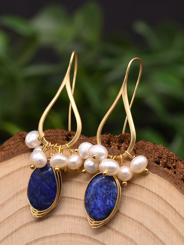 Pendientes de perlas Pendientes de lapislázuli barrocos de alta gama