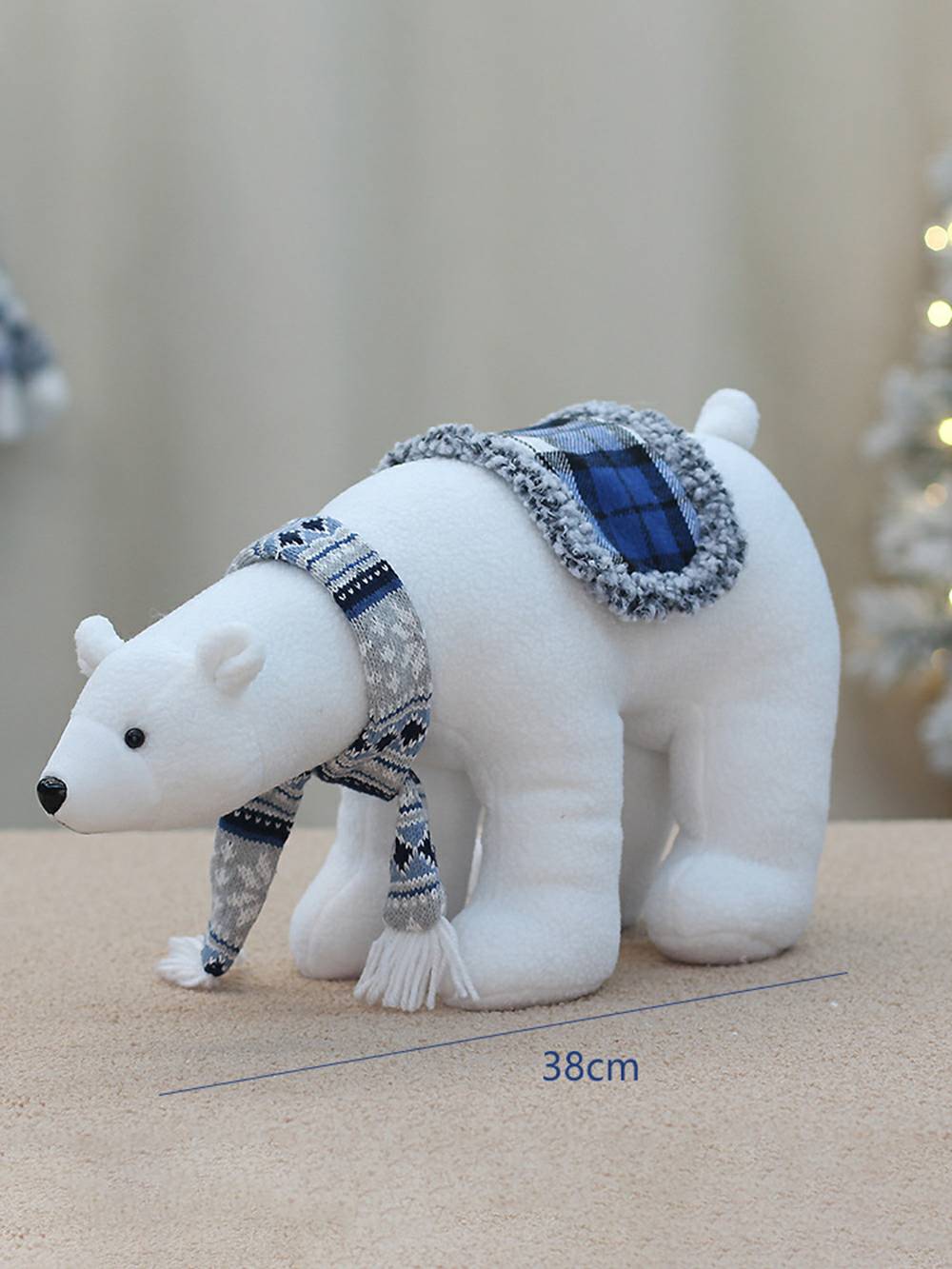 Jul Blå Stof Isbjørn Penguin Doll Ornamenter
