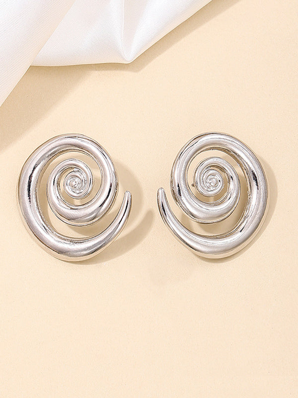 Simple Style Hollow Swirl Earrings Exaggerated Street Earrings