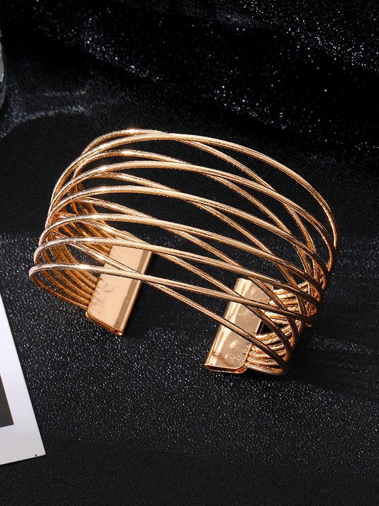 Metal Frosted Multi-Layered Armbånd Geometrisk Stacking Armbånd