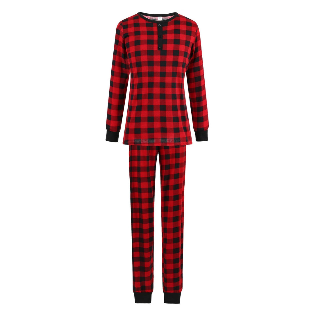 Conjunto de pijama familiar a juego con cuadros navideños en negro y rojo