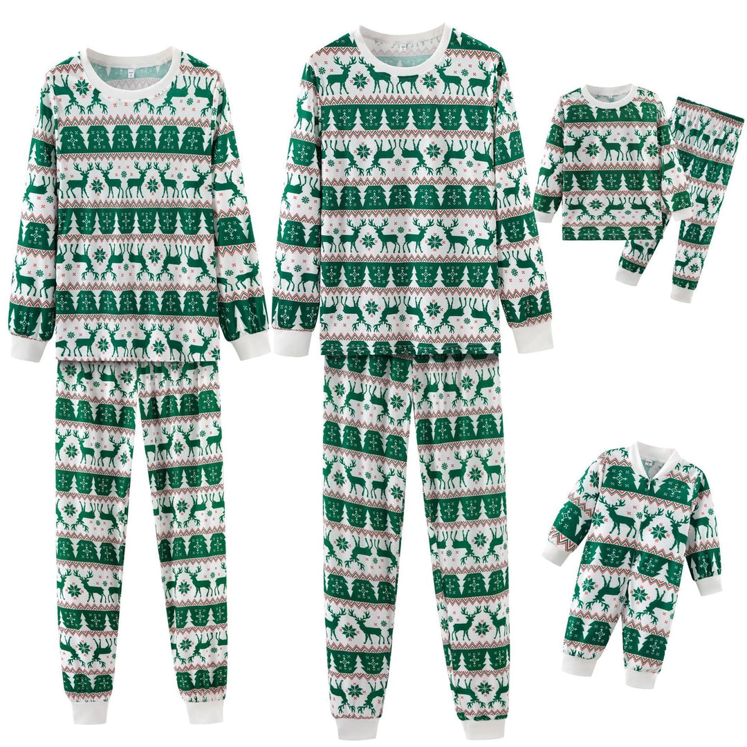 Green Christmas Elk Fmalily Matching Pajamas Sets