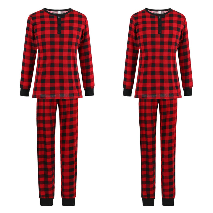 Vánoční černo-červená kostkovaná rodinná sada pyžama