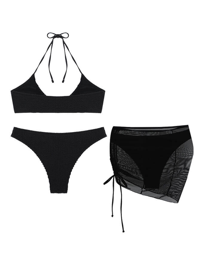 Ensfarget Sexy Halterneck 3-delt badedrakt Bikini