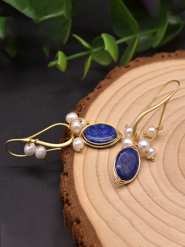 Perleøreringer Eksklusivt barokke Lapis Lazuli øredobber