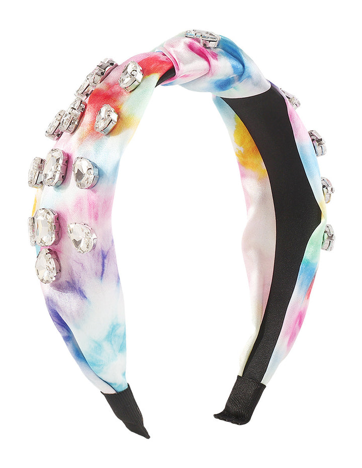 Geknoopte tie-dye hoofdband met strass