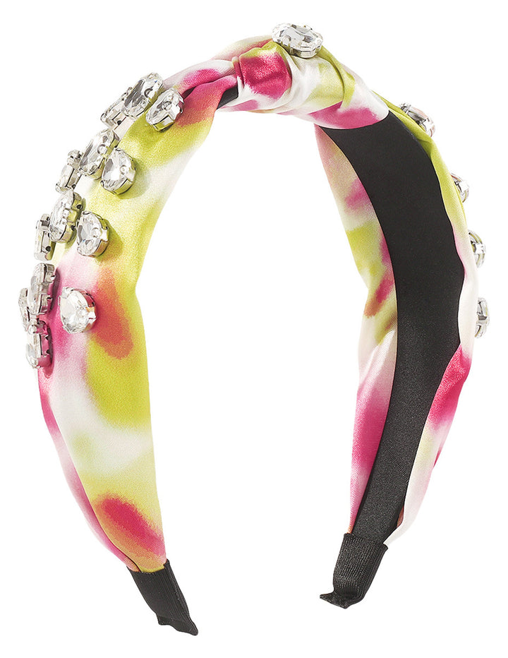 Geknoopte tie-dye hoofdband met strass