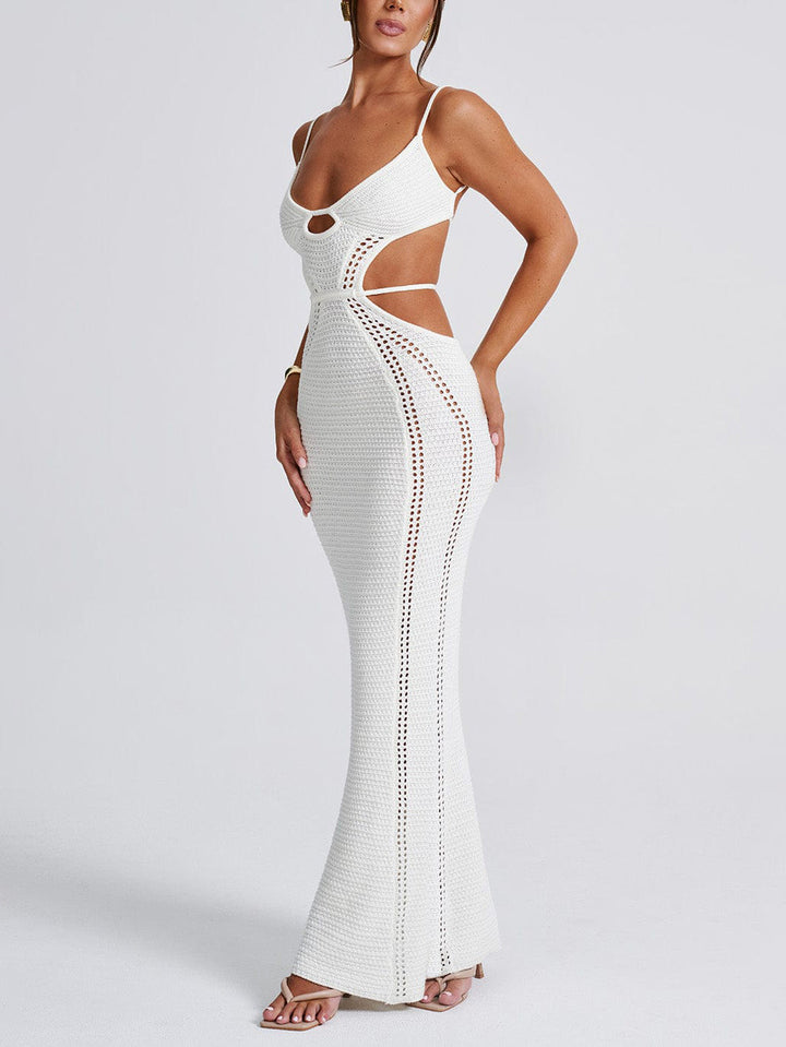 Robe midi sexy dos nu enveloppant sur la poitrine