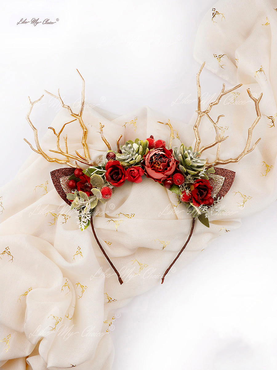 Weihnachts-Rentier-Stirnband aus Rosengeweih | Gefällt mirMeineWahl