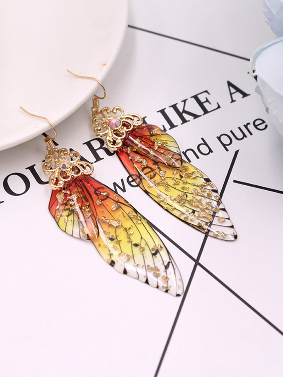 Butterfly Wing Gul Rhinestone Cicada Wing Crystal Øreringe